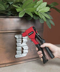 Heavy-Duty One-Handed Pop Rivet Gun For Quick Metal Fabric Leather And Auto Repairs Fits 3/32 1/8 5/32 And 3/16 Inch Blind Rivets used on metal planter.