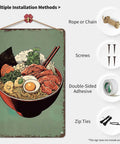 Funny Vintage Metal Sign Ramen Bowl Illustration Tin Wall Art 8x12 Inch Poster For Home Room Garage Office Decor With Rustic Charm And Easy Mounting For That Retro Vibe