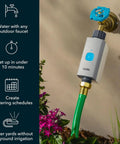 Smart Hose Timer With Two Valves And One WiFi Hub App Controlled Outdoor Faucet Timer for quick install next to plants