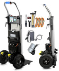 Heavy Duty Electric Stair Climbing Dolly 1250 Watt Motorized Hand Truck With Nine Hundred Lb Max Load Telescopic Handle, tools and accessories included.