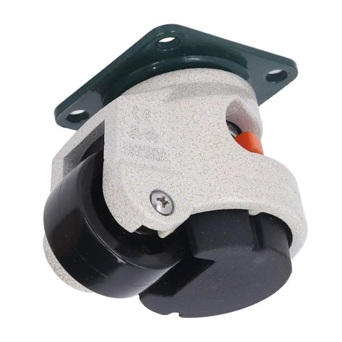 Heavy Duty Leveling Casters With Height Adjustable Pads And Smooth Rolling Wheels For Workbenches And Cabinets That Are Built Like A Tank And Handle Serious Weight Without Breaking A Sweat close-up view showing caster wheel and mounting plate.