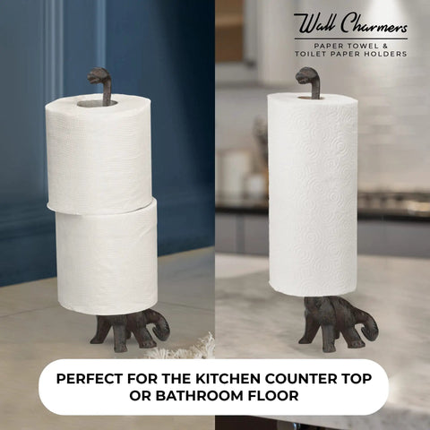Rustic Cat Paper Towel Holder In Gold Metal Free Standing Floor Or Countertop Stand Holds Paper Towels Or Toilet Paper