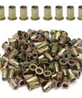 Beefy Carbon Steel 100 Pieces 1/4-20 Rivet Nuts Threaded Rivet Inserts Nutserts for Fastening, Durable SAE Rivnuts