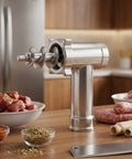 Electric Meat Grinder Replacement Parts Aluminum Alloy Grinder Tube For Home Kitchen Sturdy Meat Mincer Spare Tool Kit To Speed Up Grinding And Make Sausage Like A Pro. Aluminum meat grinder tube with auger on kitchen counter