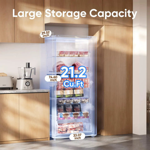 21.2 Cu Ft Convertible Upright Freezer Frost Free Space Saver in sleek design with large storage capacity for meats.