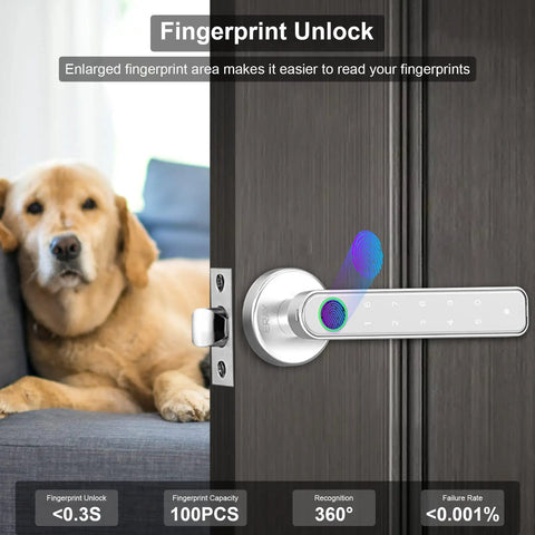 3 In 1 Smart Fingerprint Door Lock With Keypad And Mechanical Key Backup Auto Locks After Five Seconds Reversible Handle