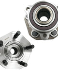 Premium Quality Fresh Pair Of Front Wheel Bearing Hub Assemblies For Tesla Model 3 And Model Y AWD, showing components from different angles.