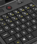Close-up of the keyboard on the Tough As Nails Rugged 6 Inch Industrial Laptop With N4120 Quad Core Processor RS232 Serial Port Gorilla Glass 4 Screen.