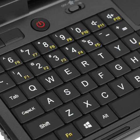 Close-up of the keyboard on the Tough As Nails Rugged 6 Inch Industrial Laptop With N4120 Quad Core Processor RS232 Serial Port Gorilla Glass 4 Screen.