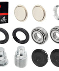 Honda Swingarm Bearing Seal Bolt Lock Nut And Cap Rebuild Kit for DIY install includes bearings, seals, bolts, and caps
