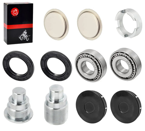 Honda Swingarm Bearing Seal Bolt Lock Nut And Cap Rebuild Kit for DIY install includes bearings, seals, bolts, and caps
