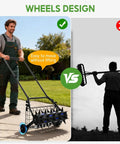 Person using 2 In 1 Rolling Lawn Aerator And Roller With Removable Gear Spikes for easy lawn aeration and leveling