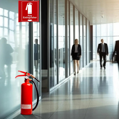 4 Pack Glow In The Dark Fire Extinguisher Projecting Signs Solid Acrylic Emergency Markers With No Fuss Mounting Kits For Knockout Nighttime Visibility And Worry Free Compliance