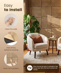 Heavy Duty Peel And Stick Acoustic Wall Tiles 12 Pack Sound Absorbing Panels 12 X 12 Inch mounted on a modern living room wall.