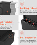 Pro Salon Trolley Cart With Lockable Trays And Holders, space-saving mobile storage for hair salons and beauty stations, black.