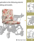 Cool Rose Flower Patchwork Seat Cover For Electric Wheelchair Or Mobility Scooter, Premium Durable Polyester Protector on a wheelchair seat.