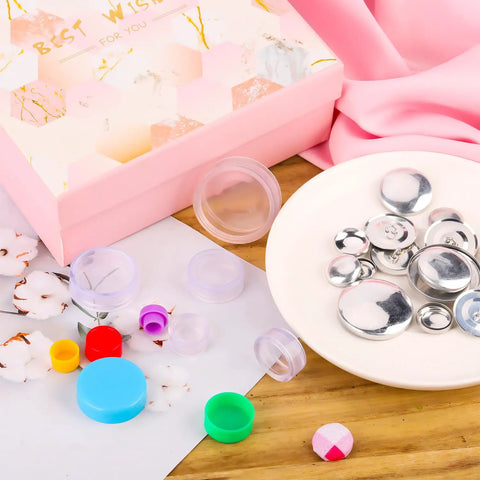 DIY Fabric Covered Button Kit With Five Sizes And Tools, 100 Piece Set Includes 20 Button Covers Per Size And One Installation Tool