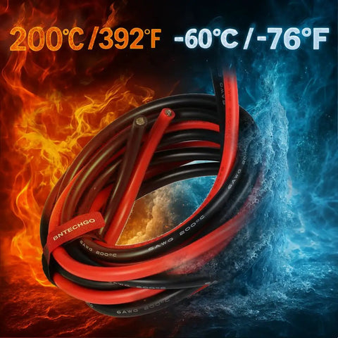 6 AWG Silicone Wire Set 10 Feet Red And 10 Feet Black Ultra Flexible 3200 Strands 0.08mm Tinned Copper in fiery backdrop