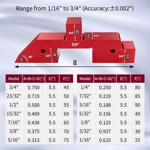 Router Table Setup Blocks Kit 14-Piece Aluminum Precision Setup Bars For Woodworking Height And Depth Gauges with measuring chart