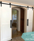 Heavy Duty 12 Inch Metal Gate Pull Handles Pack Of 2 In Matte Black Iron Finish for sliding barn doors in living area