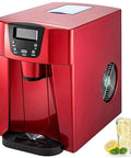 Top Shelf Heavy Duty Ice Cube Maker Machine yields speedy clear cubes with compact countertop build in red finish.