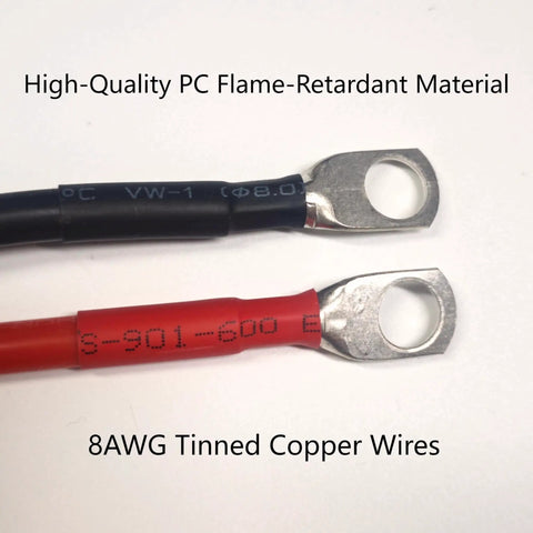 Heavy Duty 8AWG Battery Quick Connector Kit For LiFePO4 Systems, 50A Capacity, M8 Plug, 8 Gauge Cable, Charger Power Cable For Winch And Forklift, Flame Retardant Durable PC Cable, 1.64 Feet, 8AWG tinned copper wires with ring terminals