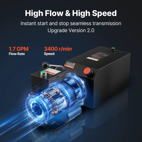 15 Quart Beefed-Up Hydraulic Pump Power Unit For Dump Trailers 220V AC Single Acting Dump Trailer Lift 3200 PSI Max 1.7 GPM Flow Heavy Duty Hydraulic Pump For Dump Trailers And Car Lifting