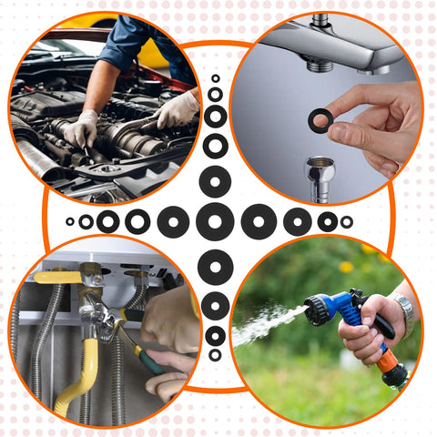 143-Piece Flat Rubber Washers Assortment Kit With 10 Sizes From 7Mm To 30Mm for car repair, plumbing, and garden hose use