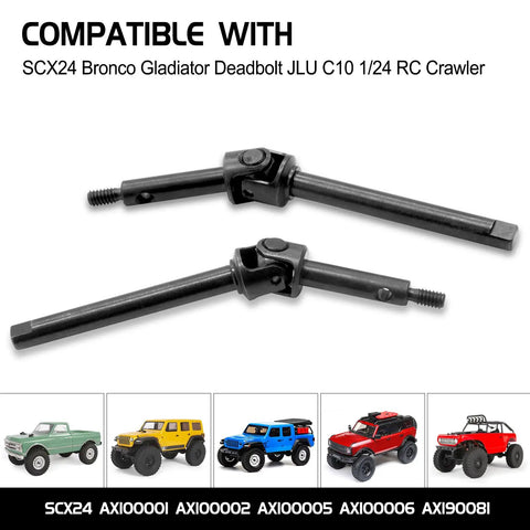 Two Piece Steel Front Axle Drive Shaft CVD Set for Axial SCX24 C10 JLU Bronco Gladiator Deadbolt Upgrades Parts