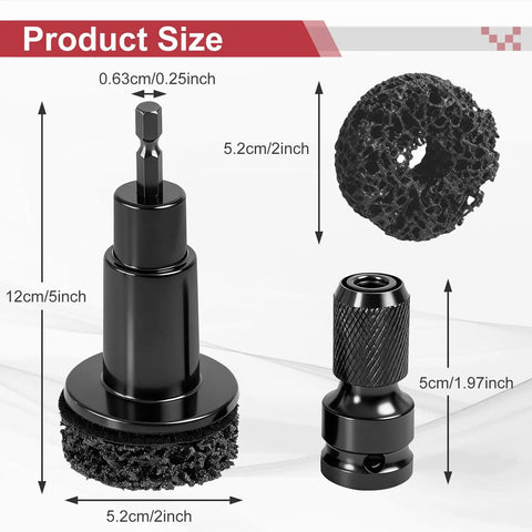 Wheel Hub Resurfacing Kit For Lug Studs And Brake Rotors With Pro Grade Rust Removal, Includes 7 Cleaning Pads, product size diagram