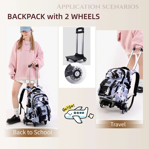 2 Wheel Rolling Backpack For Kids For School And Travel Lightweight Durable Primary Students Roller Bag With Wheels For Girls And Boys