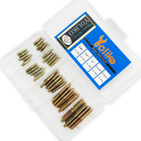 50 Pack Assorted Hanger Bolts Kit With Six Lengths Including 5/32-32 Thread in plastic case for DIY projects