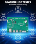 3 In 1 Cable Tester Module With Type C, Mini USB, And Micro USB Ports, PCB Material, LED indicators and test interfaces