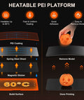 Diagram of a heatable PEI platform for a Plug And Play Beginner Friendly Open Source 3D Printer With WiFi Cloud Printing.