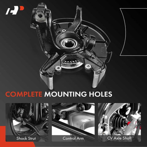 Front Right Steering Knuckle And Wheel Bearing Hub Assembly For Volkswagen Beetle Golf And Jetta Passenger Side Fits 1998 To 2010 Models Plug And Play 280 Millimeter Rotor Ready, showing complete mounting holes.