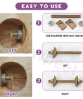 Instructional diagram showing installation of M8 50 Piece Fully Threaded Rod Kit in wood, with nuts and bolts, for DIY projects.