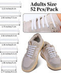No Tie Silicone Elastic Shoelaces For Sneakers With Stretchy Locking Ends, Easy Slip In T Row Ends, Flat Lace Design That Stays Put, Ideal For Kids And Adults, One Size Fits All, White, 2 Pairs, adult size 52 pcs pack