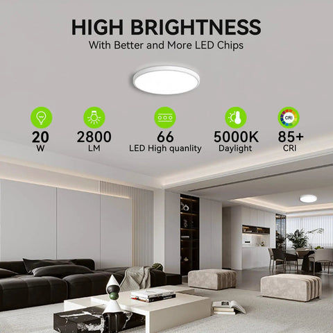 Ultra Thin 4 Pack 9 Inch LED Ceiling Light 2800 Lumen Flush Mount Daylight 5000K Surface Mount For Bedroom Living Room Dining Room Garage Office Bright As Heck For Kitchens And Hallways