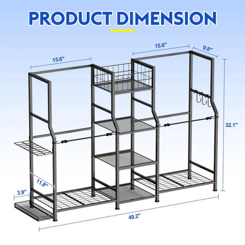 Golf Bag Storage Organizer For Home And Garage That Keeps Your Gear Snug In One Spot, dimensions illustration