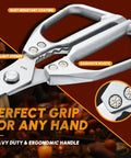 Beefy Heavy Duty Kitchen Shears Two Pack With 7 Inch Extended Blade For Poultry Thick Cardboard And More Durable Japanese Steel Scissors For Serious Kitchen Pros close-up of rust-resistant steel handle and rivets
