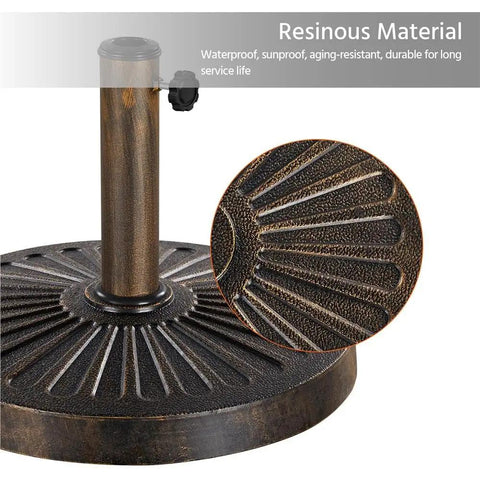 9Ft Outdoor Patio Umbrella With Heavy Duty Base Included Push Button Tilt And Crank UV Protected Waterproof Canopy Ideal For Backyard Hangouts And Patio Dining Weddings And Outdoor Parties In Tan - close-up of resinous umbrella base
