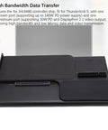 Top Tier External GPU Enclosure For Laptops Featuring PCIe 4.0 X16 Interface, 140W Fast Charge, 2.5G Ethernet, USB 3.2 Data Sync, NVMe Storage Bay And Headache Free Setup For Serious Gamers And Designers, showing JHL9480 controller and ports.