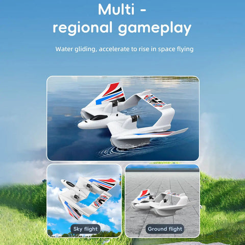 3 In 1 Water Land Air RC Plane For Beginners With Gyro Stabilizer, Sky Flight, Water and Ground Effective Operations