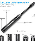 Refillable Butane Torch Lighter With Four And A Half Inch Flexible Neck, Windproof Long Reach Flame, ignition button, gas refill valve