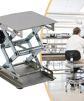 Premium Stainless Steel Manual Router Lift Table Featuring 100mm Vertical Travel And Slick Fine Tuning Controls For Boss Level Woodworking Accuracy And Rock Solid Platform Stability in workshop setting.