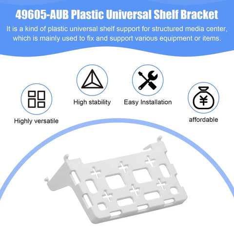 No Sweat Wall Mount Cable Sorting Shelf For Home Networking Gear, super tough white plastic bracket for media support.