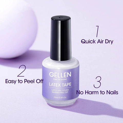 Liquid Latex For Nails Peel Off Cuticle Guard Skin Barrier Protector For Nail Polish Nail Art At Home Manicure 15ml Gel Polish Shield Tape White Gift For Women, bottle labeled "Latex Tape" with black cap on purple background.