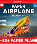 DIY Paper Airplane Craft Kit With Launcher, 50 Planes In 5 Designs, STEM Fun For Kids Ages 6 Plus on product box