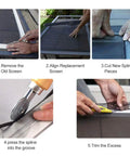 Steps for DIY rescreen using Fiberglass Screen Roll For Windows And Doors, High Visibility Flexible Mesh For Easy DIY Repair And Rescreen