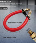 Red 12mm oil drain hose for Honda and Predator engines with 12mm threaded connection, total length 14 inches, hose length 10.5 inches
